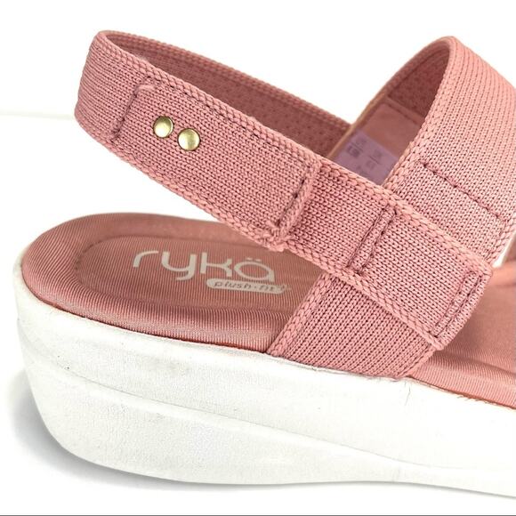 Ryka Azara Knit Sandal Size 8.5 Rose/Tan Platform Wedge Lightweight Open Toe New - Picture 13 of 16